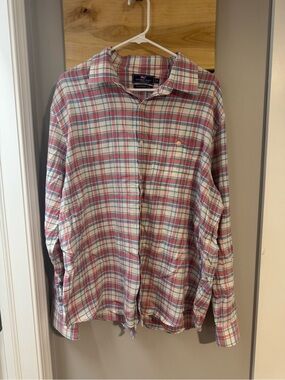 🐳 Vineyard Vines Red & Blue Plaid Button-Up Shirt, Men’s XL